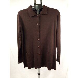 Hilliard & Hanson Women's Brown Cardigan Sweater Size Medium